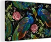 MuchoWow® - Leinwandbilder - Stickereidruck - Pfau - Blumen Produktbild-Vorschau 1