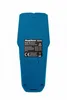 The back of a blue digital wall scanner is shown against a white background. The scanner has a label with product information and regulatory symbols. Anteprima dell’immagine prodotto