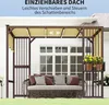 A pergola with a retractable canopy and outdoor furniture in a backyard setting. Anteprima dell’immagine prodotto