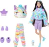 Poupée Barbie Cutie Reval, cheveux noirs, mèches bleues, Voir les images du produit 6