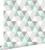 ESTAhome Tapete Dreiecke Mintgrün, Rosa und Grau 53 cm x Produktbild-Vorschau 1