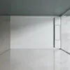 A top-down view of a modern, minimalist shower tray in a bathroom setting. Produktbild-Vorschau
