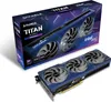 A graphics card and its packaging are displayed on a white background. Produktbild-Vorschau