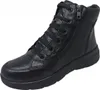 A black leather boot with laces and a zipper on a white background. Anteprima dell’immagine prodotto