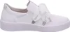 A side view of a white leather sneaker with a large white ribbon bow on the laces. Produktbild-Vorschau