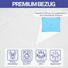 A close-up of a mattress texture with marketing icons and text. Produktbild-Vorschau