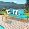 GOPLUS Gartenbank Holz, Gartensofa mit Liegefunktion, 2-3 Produktbild-Vorschau 2