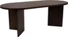 A dark brown oval dining table with V-shaped legs, shown from a side-diagonal angle against a white background. Produktbild-Vorschau