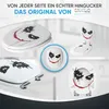 A collage of images showcasing a toilet seat with a Joker-like design, presented from various angles and close-ups. Náhled obrázku produktu