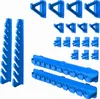 A collection of blue plastic storage boxes and wall-mounted holders arranged on a white background. Náhled obrázku produktu