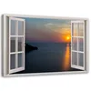Leinwandbild fenster - sonnenuntergang über der bucht 60x40 Produktbild-Vorschau 1