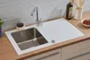 Küchenspüle Glas Einbauspüle Edelstahl Spüle 86 x 50 Weiß Produktbild-Vorschau 1