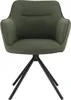 A green upholstered chair with a black metal base, photographed against a white background. Produktbild-Vorschau