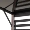 Close-up view of the corner of a pergola or gazebo structure, showing the roof support and side panel. Produktbild-Vorschau