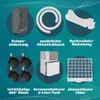 A collage of images showcasing accessories and features of a dehumidifier. Produktbild-Vorschau