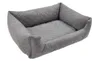 A gray quilted dog bed with raised edges is shown against a white background. Podgląd zdjęcia produktu