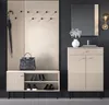 A modern entryway with a shoe cabinet, coat rack, and mirror. Produktbild-Vorschau