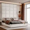 A bedroom scene with a bed, headboard, and bedside table. Anteprima dell’immagine prodotto