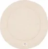 A round, cream-colored mat with a textured surface and a stitched border. Produktbild-Vorschau