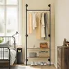 SoBuy Wandgarderobe KLS20-SCH im Schlafzimmer mit Kleidung und Ablageflächen Productafbeelding-voorbeeld