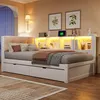 Kiefernholz-Schlafsofa mit Schubladen, dimmbarer LED, USB & Produktbild-Vorschau 6