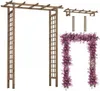 A wooden garden pergola decorated with pink flowers, shown with additional components. Podgląd zdjęcia produktu