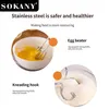 A collage image showcasing two attachments for a kitchen mixer: an egg beater and a kneading hook. Náhled obrázku produktu