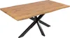 A dining table with a wooden top and a black metal spider leg base, shown against a white background. Produktbild-Vorschau