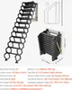 A folded and unfolded attic ladder with accompanying hardware and dimensions. Anteprima dell’immagine prodotto