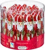 A clear, well-lit studio shot of a clear plastic container filled with individually wrapped chocolate figures. Produktbild-Vorschau