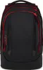 A black backpack with red trim and red zipper accents, shown from the front. Podgląd zdjęcia produktu