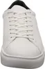 A close-up, front-facing view of a white leather sneaker. Voir les images du produit