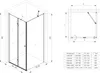 Technical drawing and size chart for a shower cabin. Produktbild-Vorschau