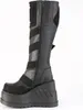 DemoniaCult STOMP-228 Kniehohe Boots Schwarz Veganleder EU Produktbild-Vorschau 2