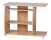 A light wood computer desk with shelves and a keyboard tray, shown from the front on a white background. Anteprima dell’immagine prodotto