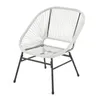 A white woven chair with black metal legs on a white background. Voir les images du produit