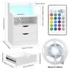 Nachttisch LED mit Steckdose,Nightstand mit 2 Schubladen Produktbild-Vorschau 6