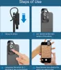 Instructions for using a phone microscope lens. Produktbild-Vorschau