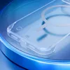 A close-up, angled shot of a clear phone case with a magnetic ring for MagSafe charging. Náhled obrázku produktu
