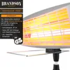 Close-up of a radiant heater with text and logos on the left side. Produktbild-Vorschau