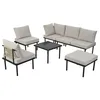 A set of outdoor furniture including a sofa, chairs, ottoman, and coffee table, arranged on a white background. Náhled obrázku produktu