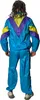 A person wearing a colorful tracksuit from the 1980s, shown from the back. Produktbild-Vorschau