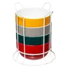 A stack of five colorful bowls in a white wire rack. Podgląd zdjęcia produktu