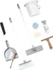 A collection of cleaning tools laid out on a white background. Produktbild-Vorschau