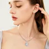Ewige Rose mit Silberkette, Herzform, rot, 8,8 cm, Geschenk Voir les images du produit