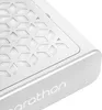 A close-up view of the top and side of a silver electronic device with a patterned ventilation grill. Anteprima dell’immagine prodotto