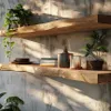 Mensola in rovere massiccio con bordo naturale/bordo albero Anteprima dell’immagine prodotto 3
