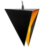 A black triangular pendant light with a gold interior, shown against a white background. Produktbild-Vorschau