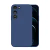A blue phone case is shown from the back, with a portion of a smartphone screen visible on the right. Produktbild-Vorschau