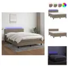 vidaXL Boxspringbett mit Matratze & LED Taupe 140x190 cm Produktbild-Vorschau 1